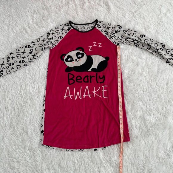 Girls Wonder Nation Bearly Awake Sleepy Dress in Pink and Black Extra Large - Picture 4 of 11